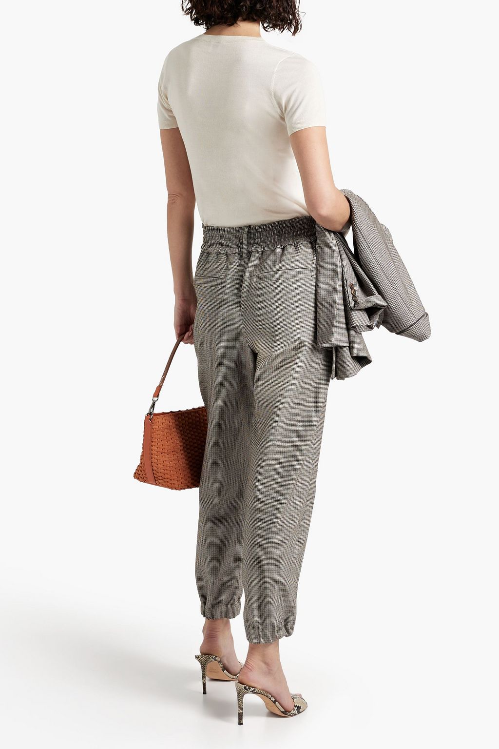 BRUNELLO CUCINELLI Houndstooth wool-blend tweed tapered pants