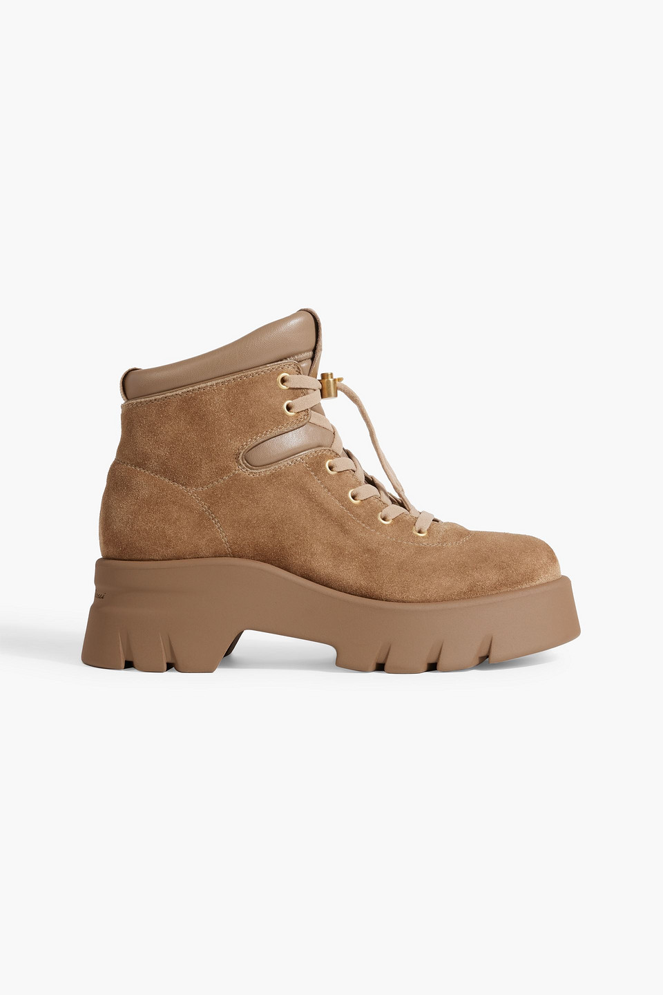 Gianvito Rossi Vancouver Leather-trimmed Suede Ankle Boots In Brown