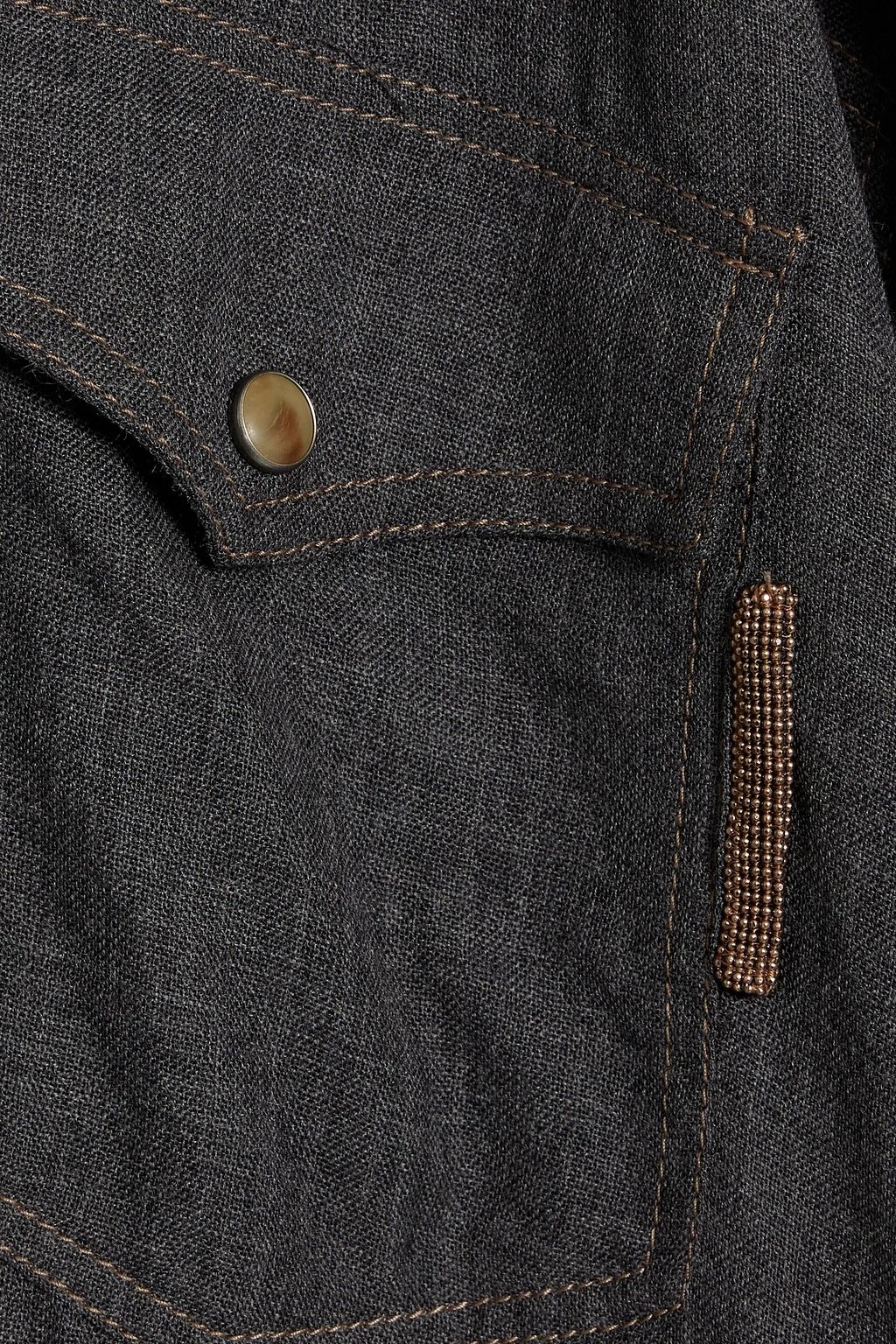 BRUNELLO CUCINELLI Bead-embellished wool-gauze shirt dress