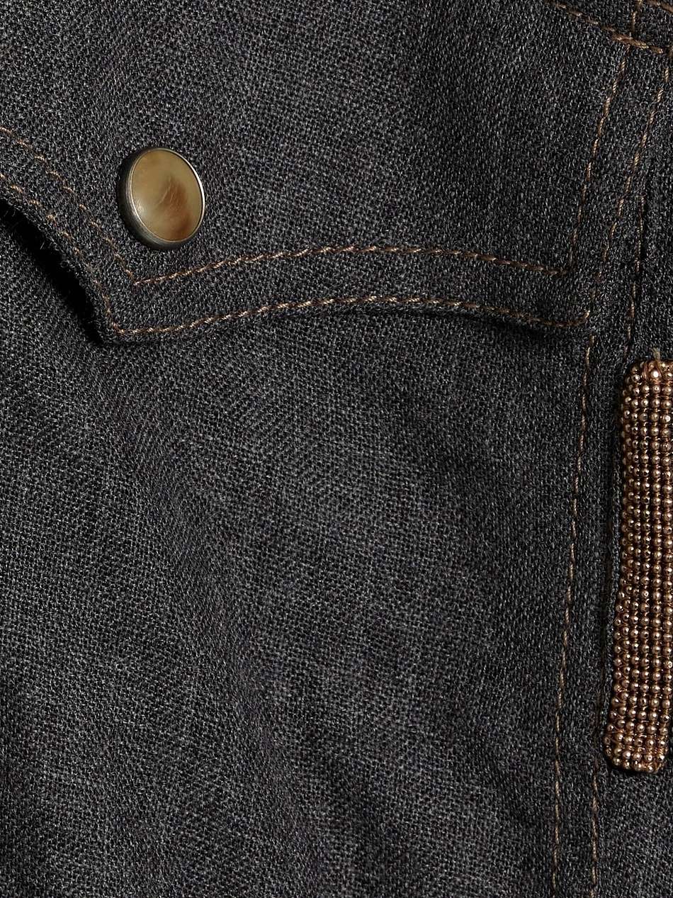bead-embellished wool-gauze shirt dress