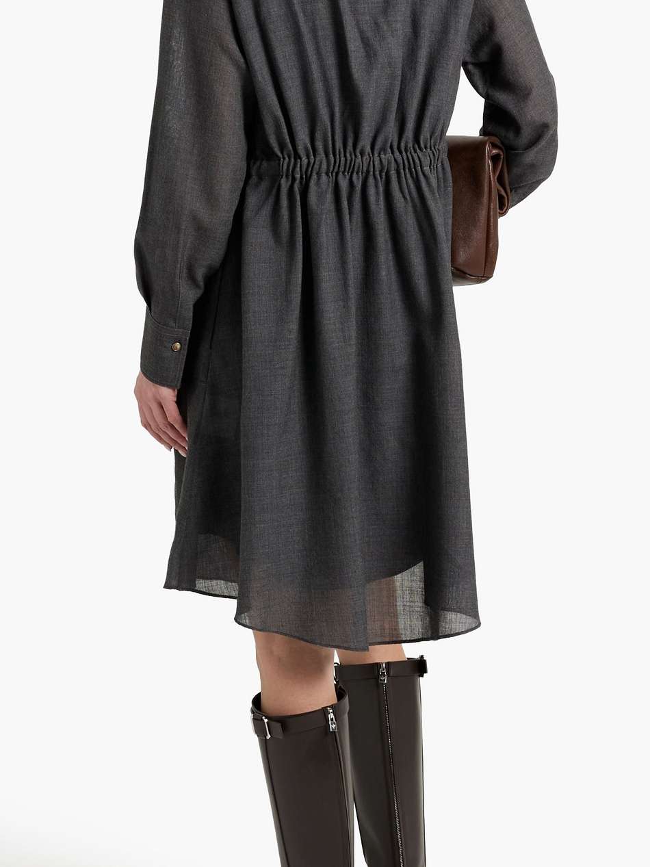 bead-embellished wool-gauze shirt dress