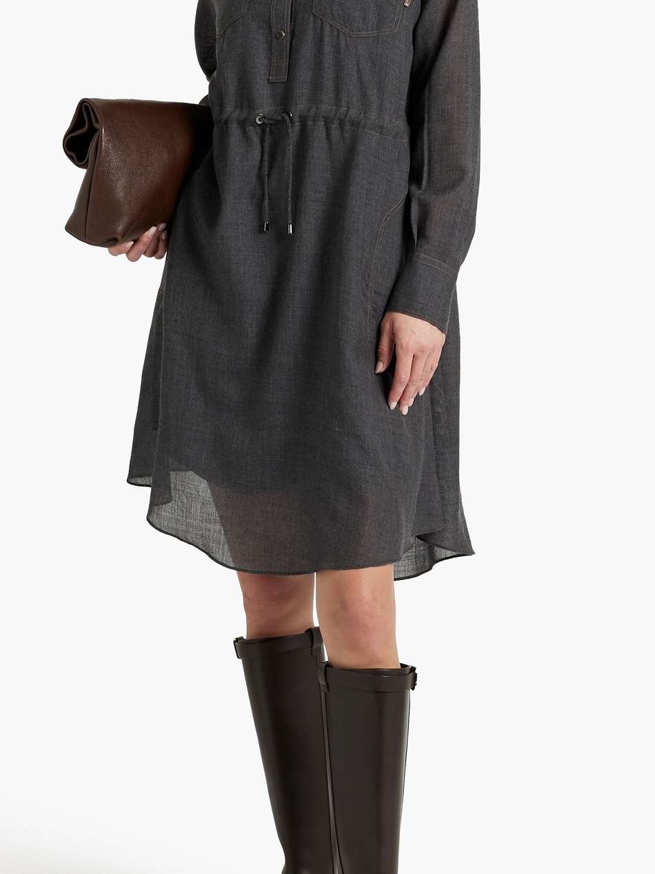 bead-embellished wool-gauze shirt dress