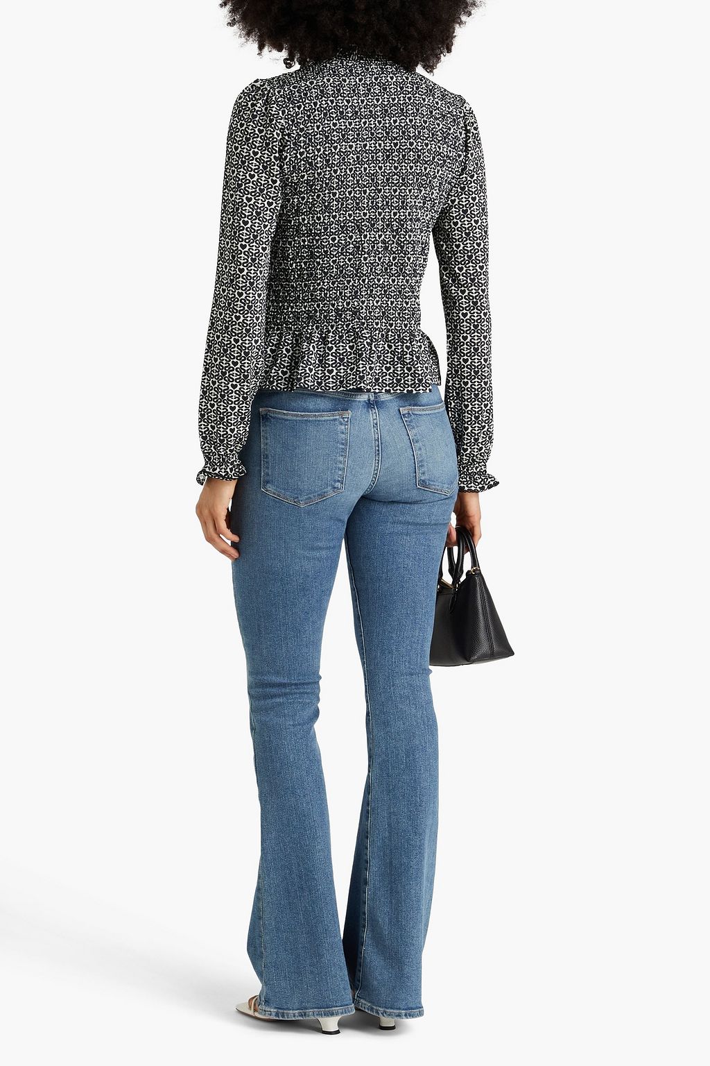 SANDRO Printed stretch-jersey turtleneck top