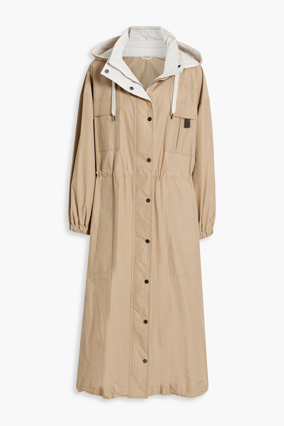 Brunello Cucinelli Bead-embellished Shell Hooded Parka In Sand