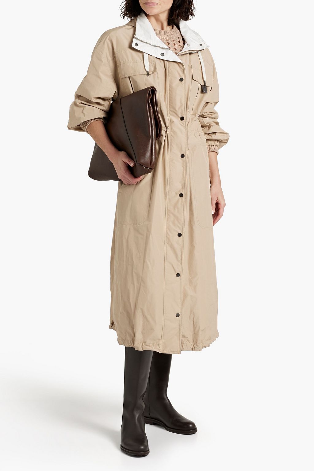 BRUNELLO CUCINELLI Bead-embellished shell hooded parka