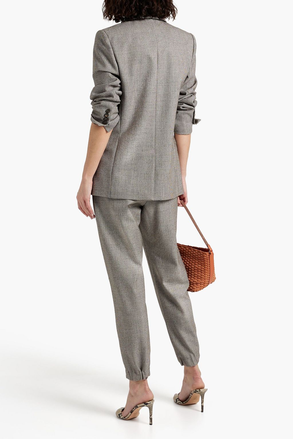 BRUNELLO CUCINELLI Double-breasted houndstooth wool-blend tweed blazer