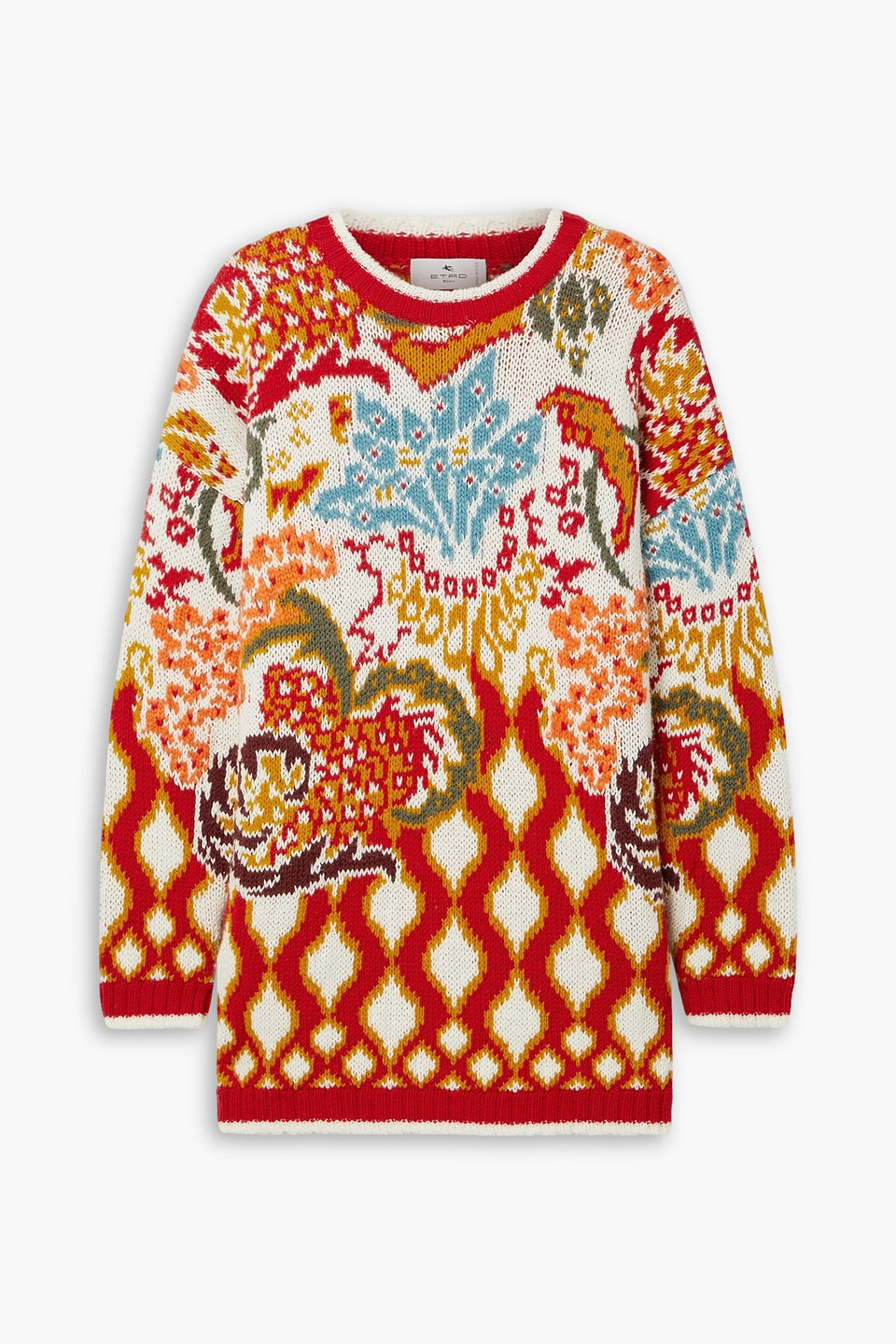 Etro Comet Jacquard-knit Wool-blend Sweater In Orange