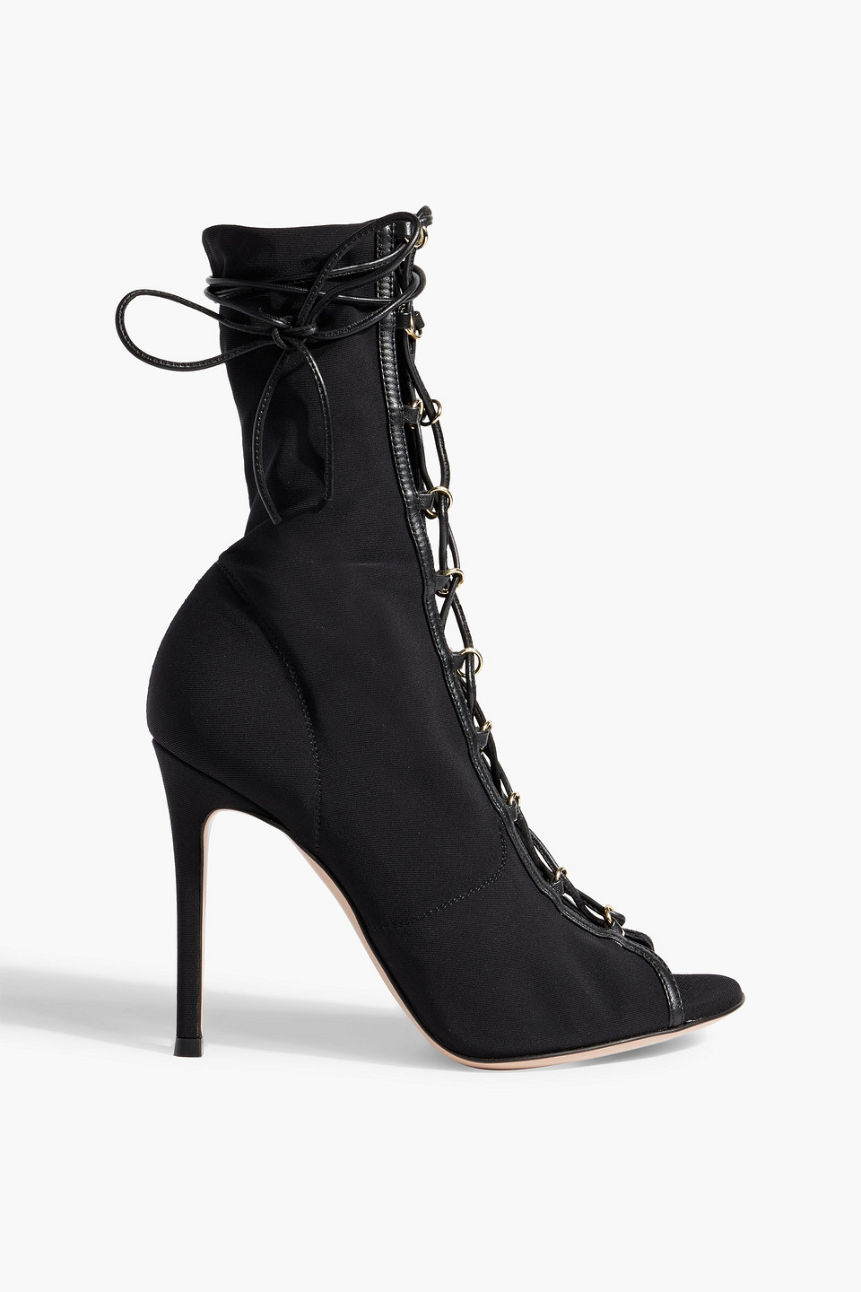 Gianvito Rossi Stevie 105 Leather-trimmed Jersey Ankle Boots In Black