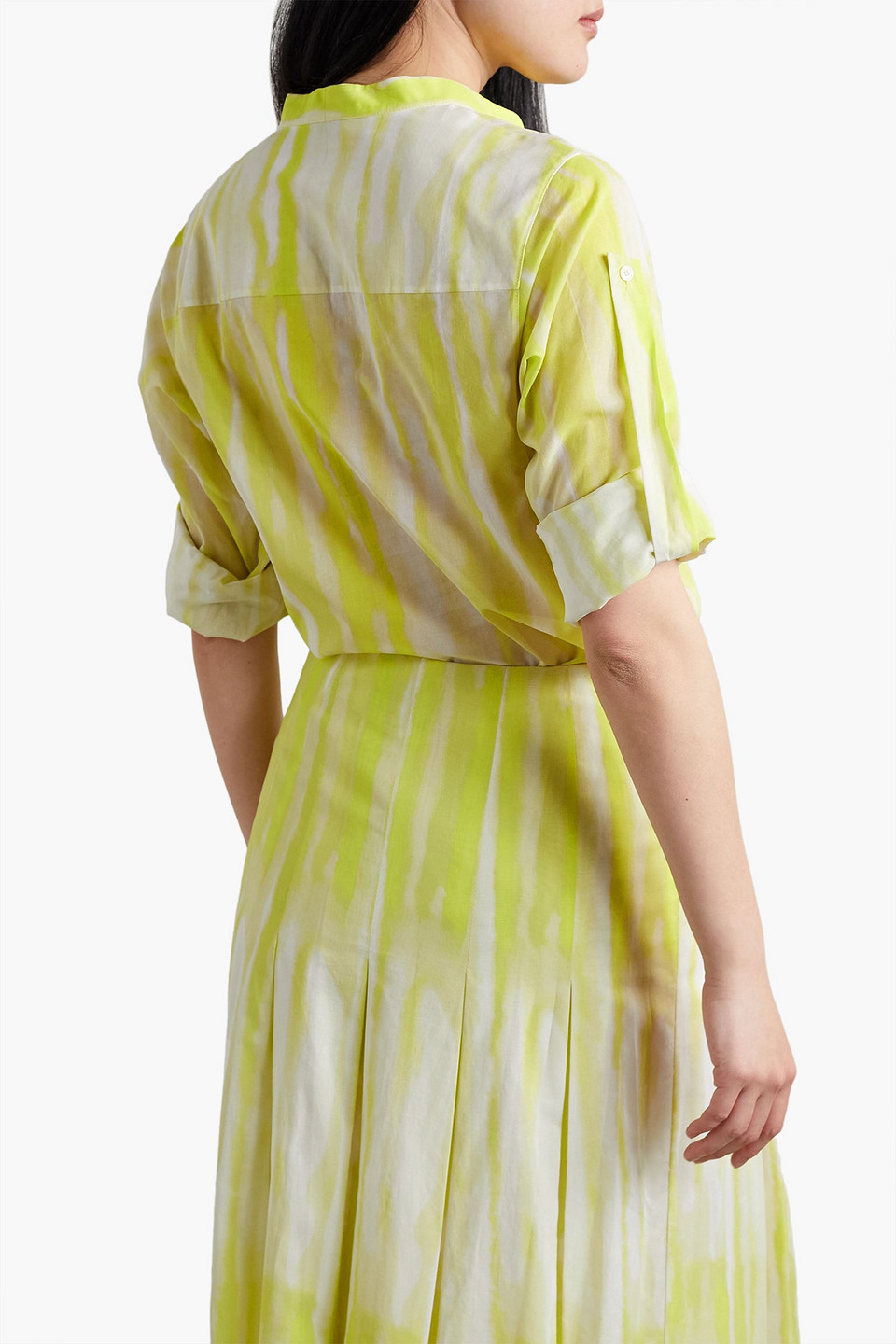 Shop Akris Tie-dyed Cotton-voile Tunic In Chartreuse