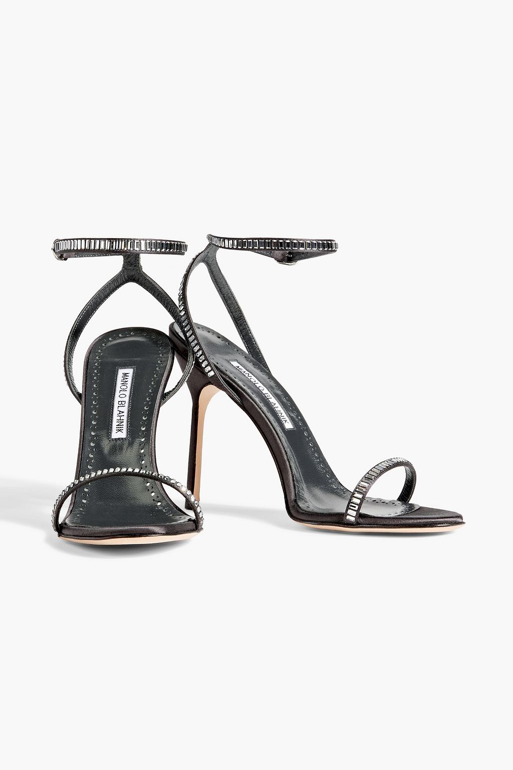 MANOLO BLAHNIK Crinastra 105 crystal-embellished satin sandals | Sale ...