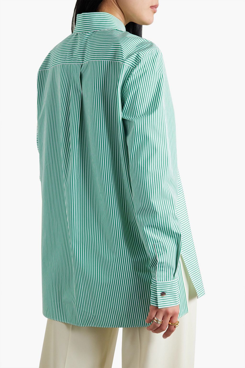 LAFAYETTE 148 스트라이프 코튼 포플린 셔츠