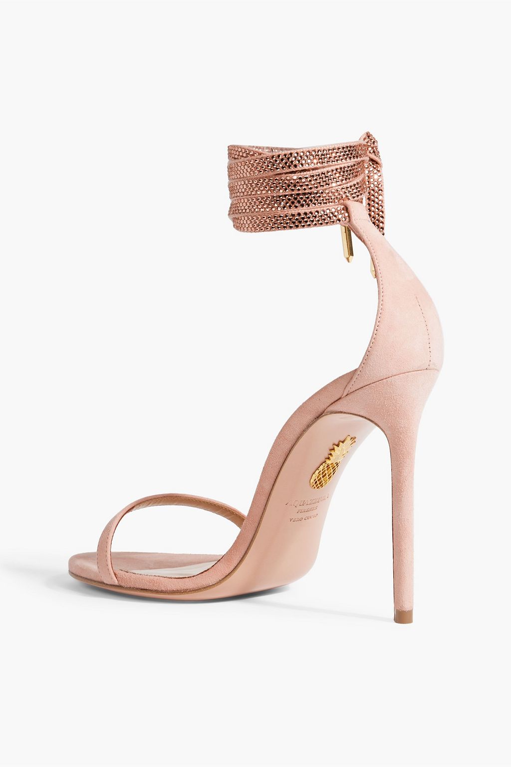 AQUAZZURA Mon Cherie 105 Sandalen aus Veloursleder mit Kristallverzierung