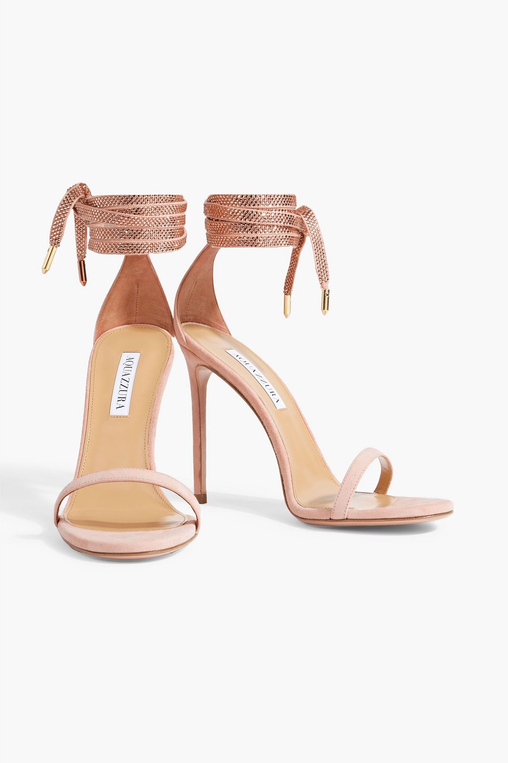 AQUAZZURA Mon Cherie 105 Sandalen aus Veloursleder mit Kristallverzierung