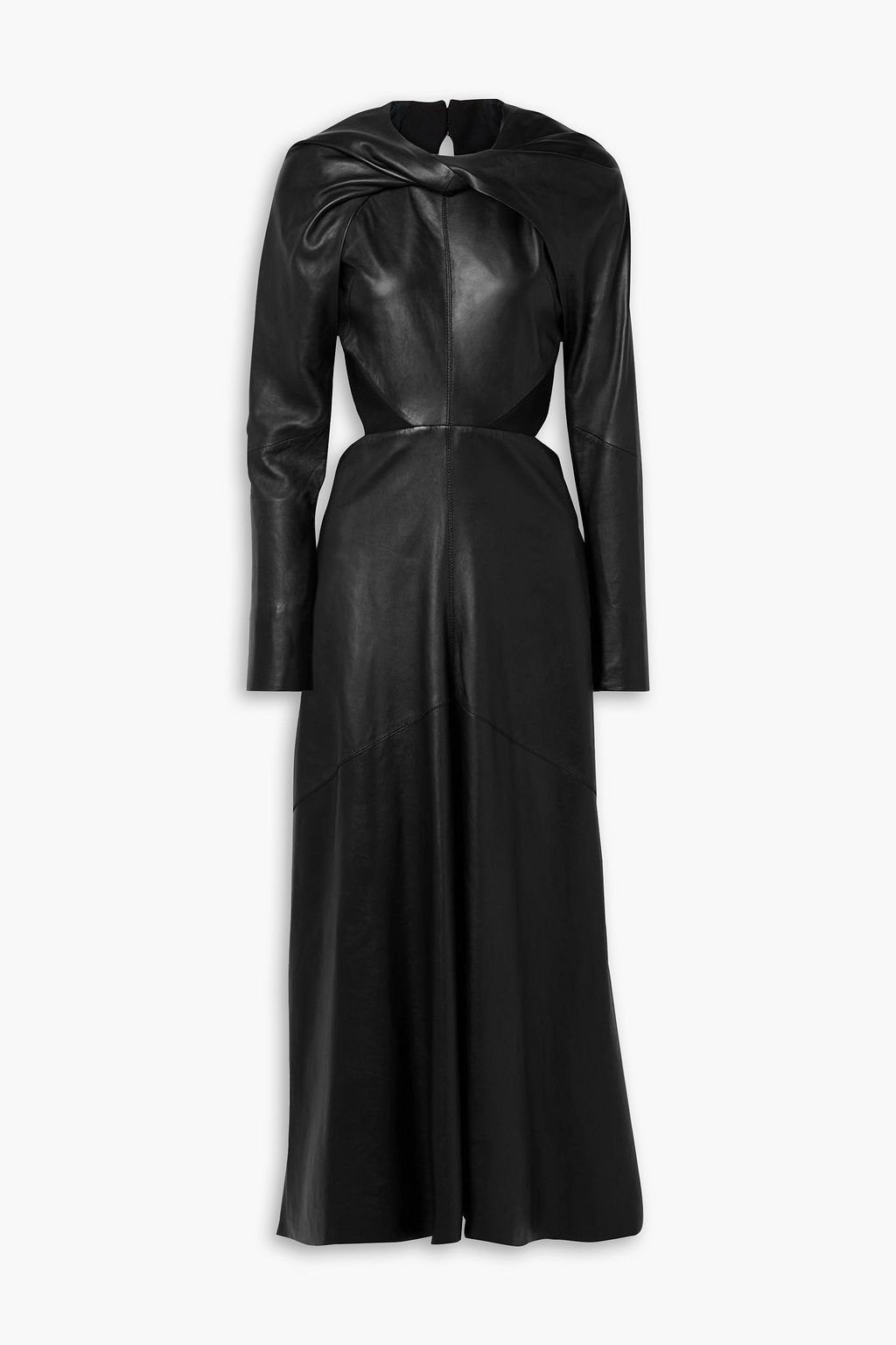 VICTORIA BECKHAM Twist front open back leather midi dress THE OUTNET