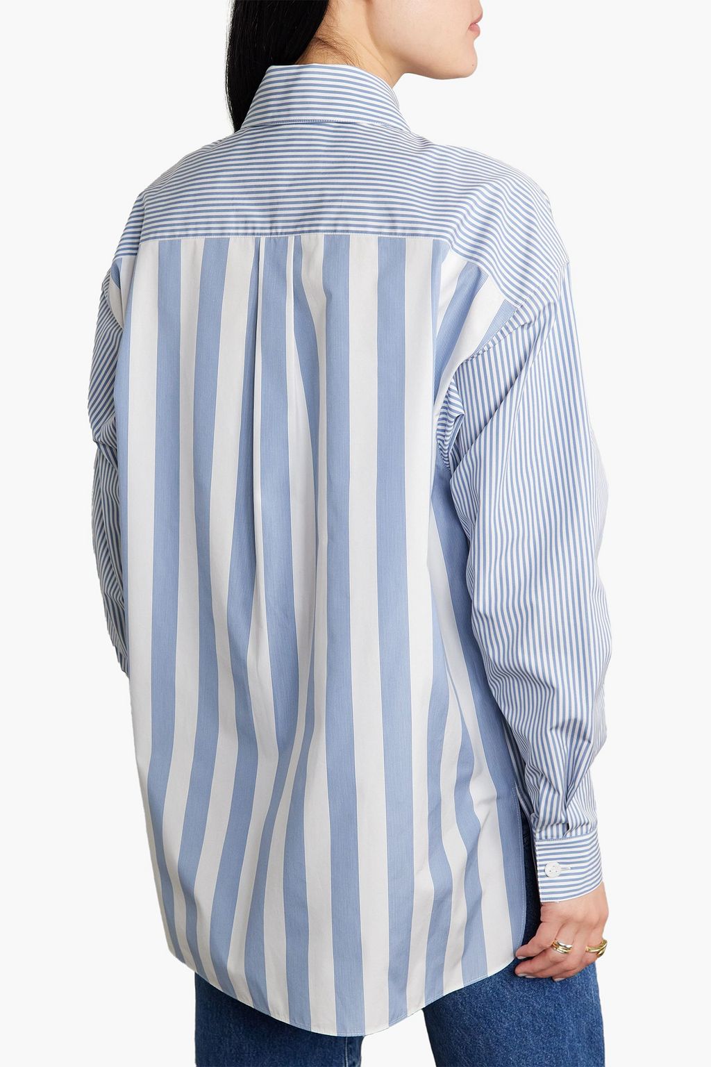 LAFAYETTE 148 Scout patchwork-effect striped cotton-poplin shirt