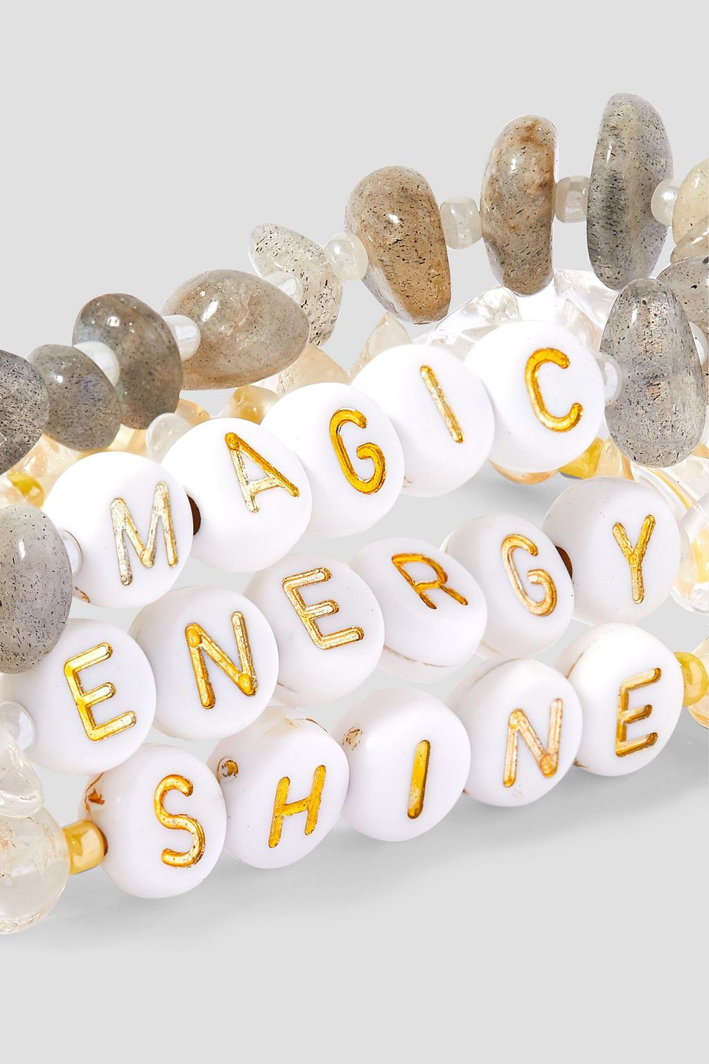TBALANCE CRYSTALS Set of three multi-stone and enamel bracelets