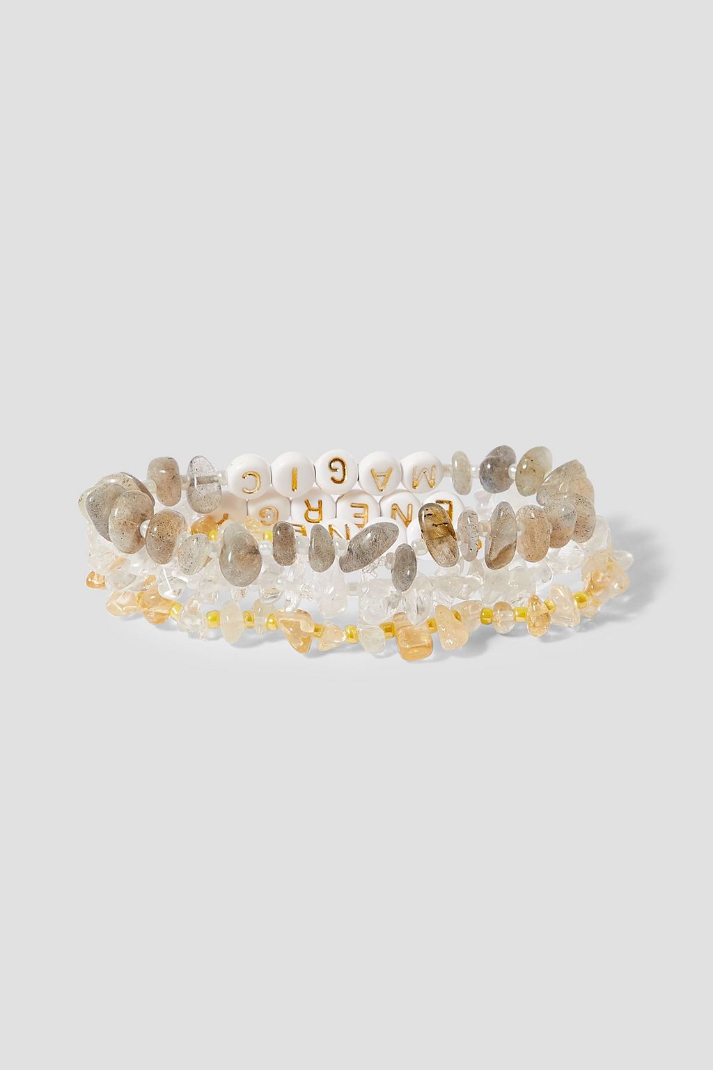 TBALANCE CRYSTALS Set of three multi-stone and enamel bracelets