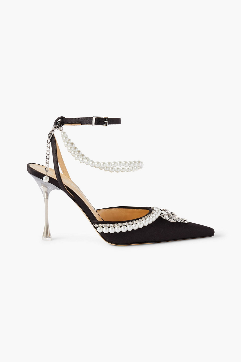 Mach&mach Sophie Embellished Satin Pumps In Black