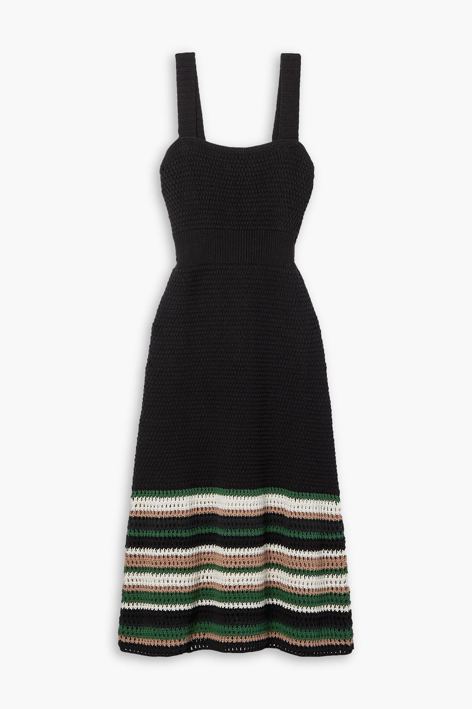Jason Wu Striped Crocheted Cotton Midi Dress In Black | ModeSens Jason Wu Striped Crocheted Cotton Midi Dress In Black | ModeSens