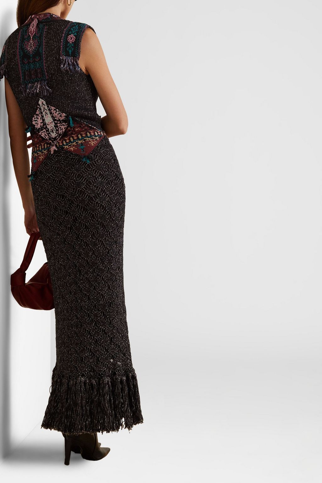ETRO Camille fringed metallic jacquard-knit maxi dress
