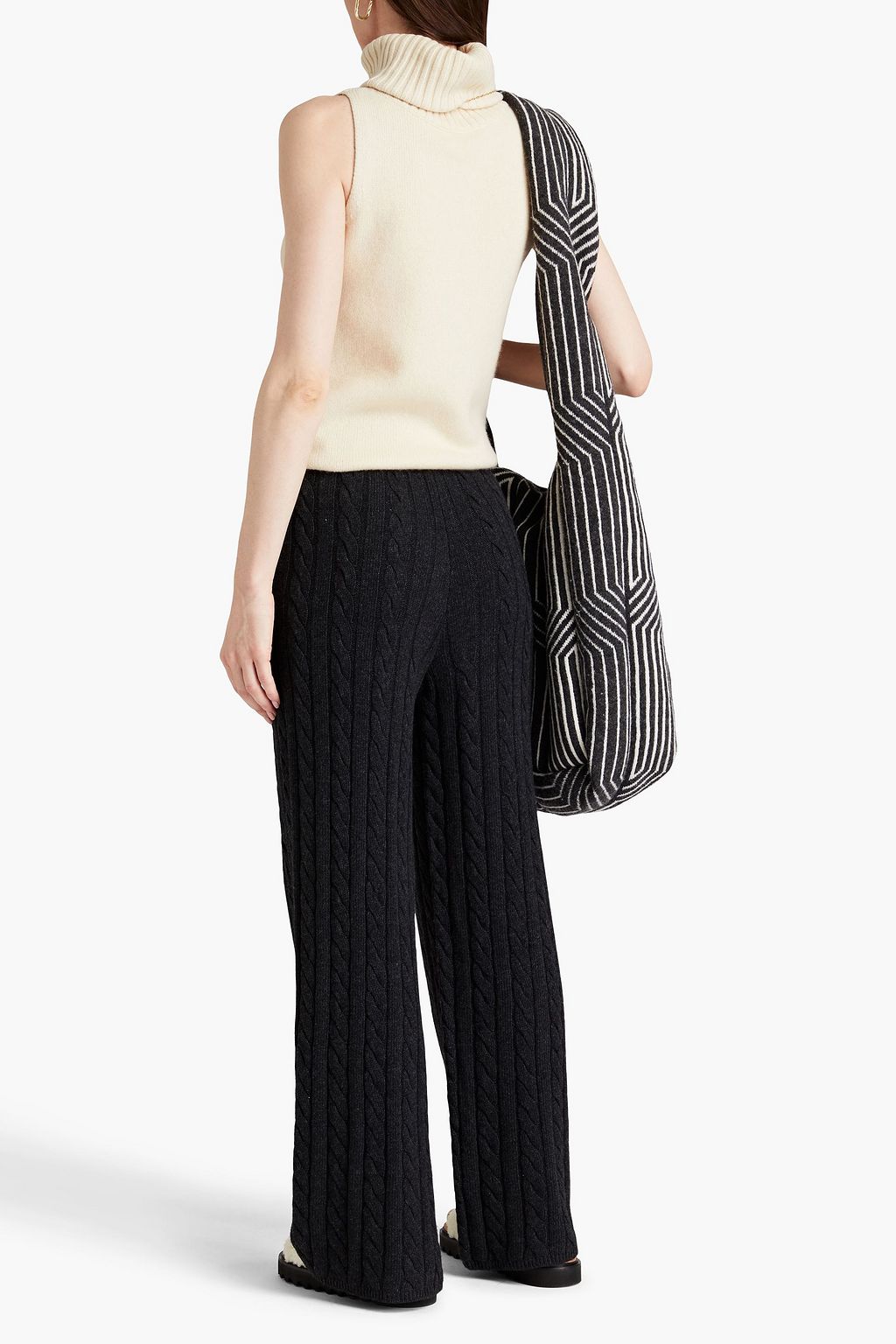 JOSEPH Cable-knit wide-leg pants