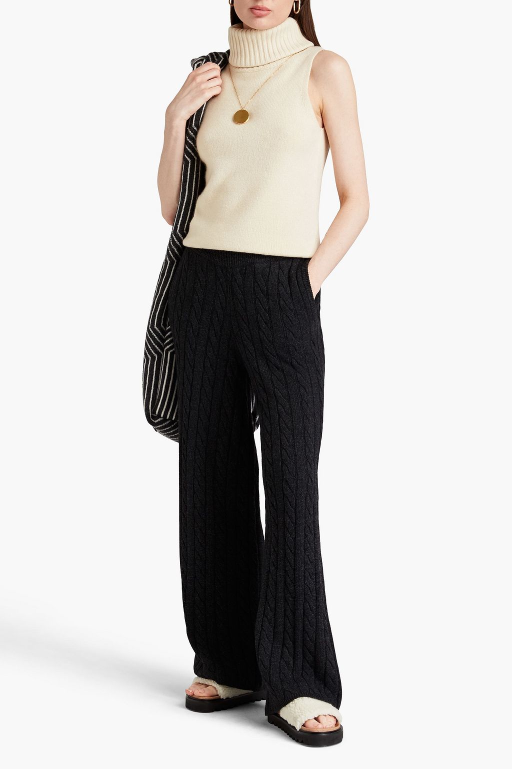 JOSEPH Cableknit wideleg pants THE