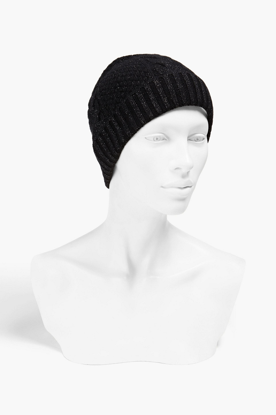 N•peal Metallic Cashmere-blend Beanie In Black