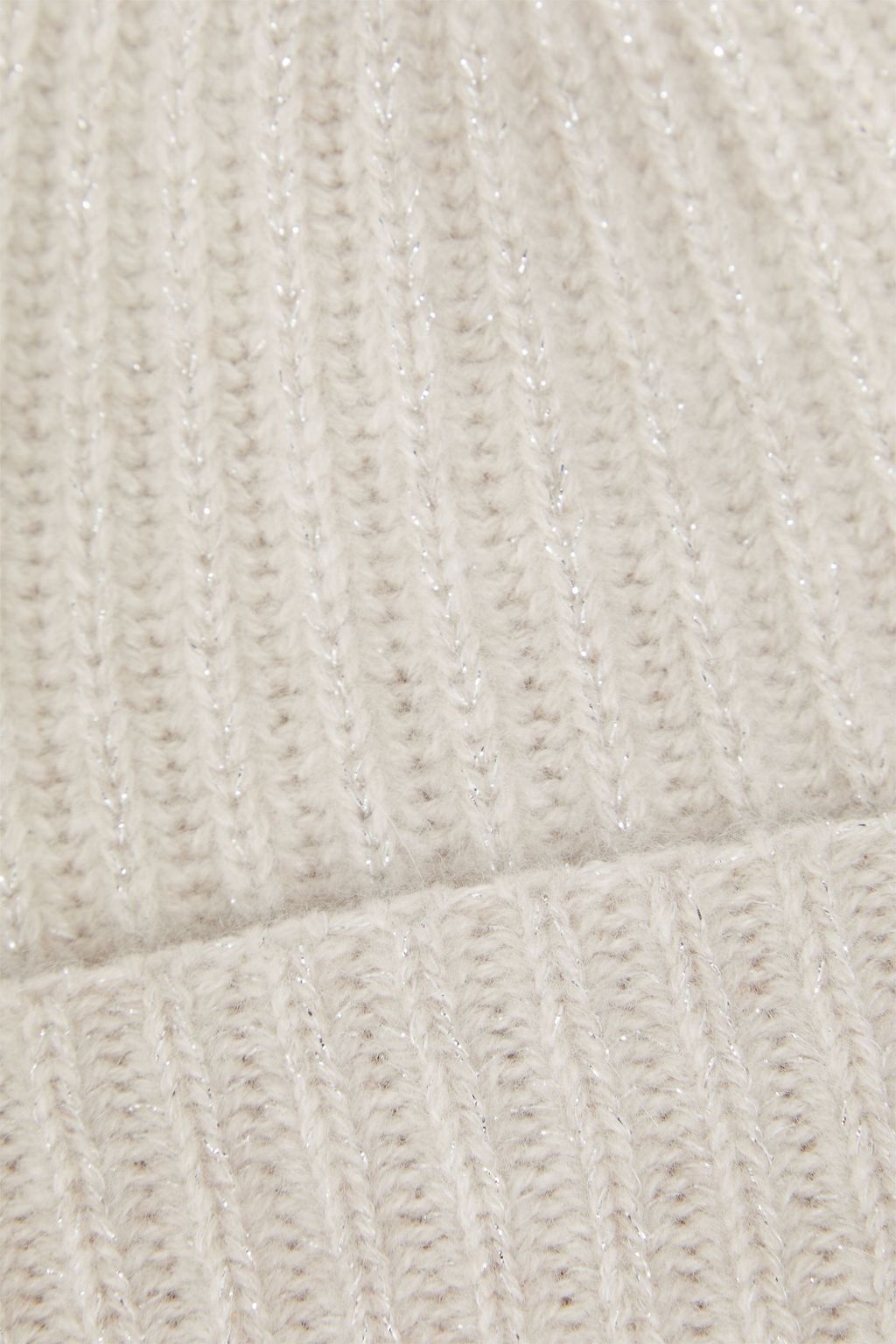 N.PEAL Metallic ribbed cashmere-blend beanie