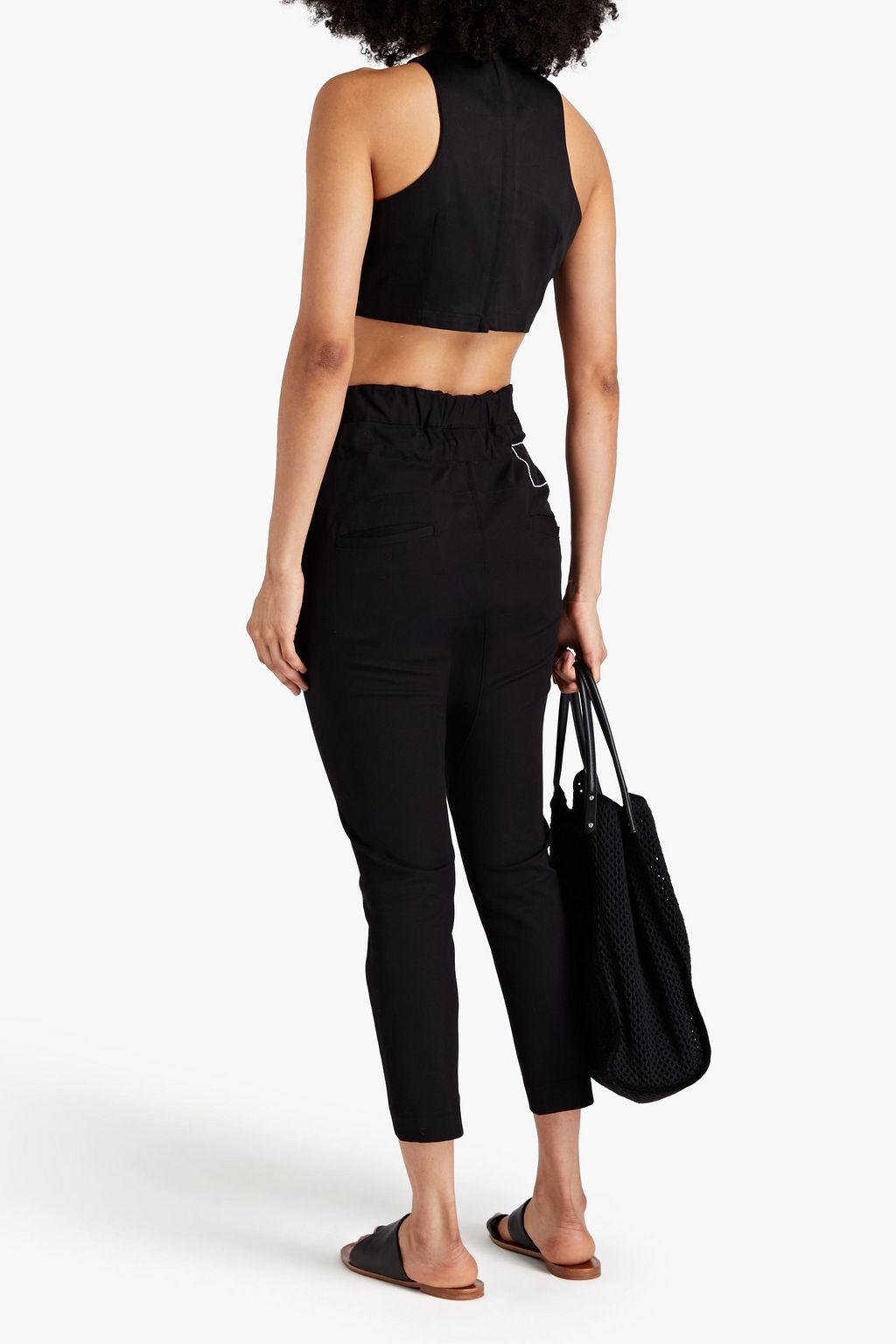 BASSIKE Cropped stretch-twill tapered pants