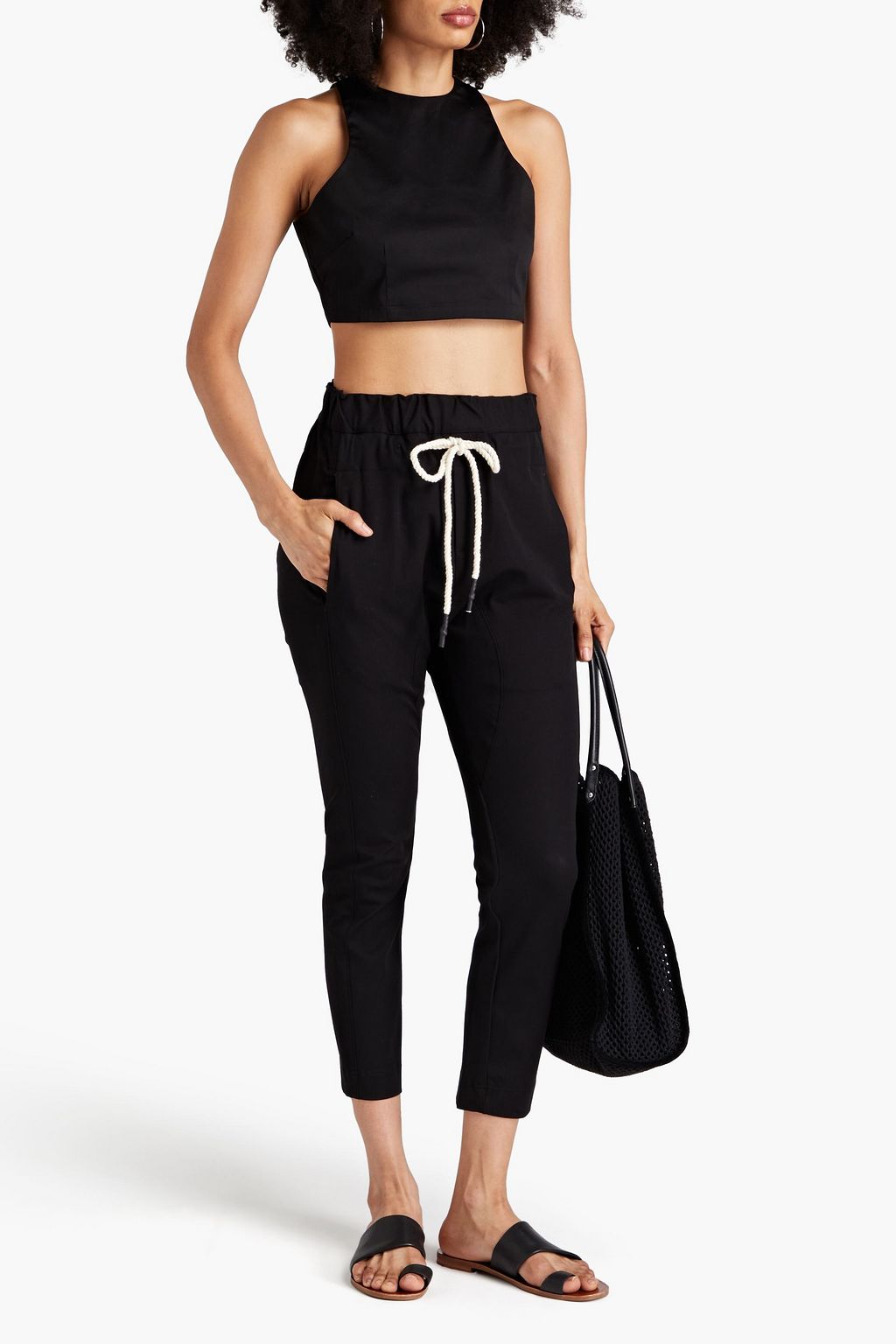 BASSIKE Cropped stretch-twill tapered pants