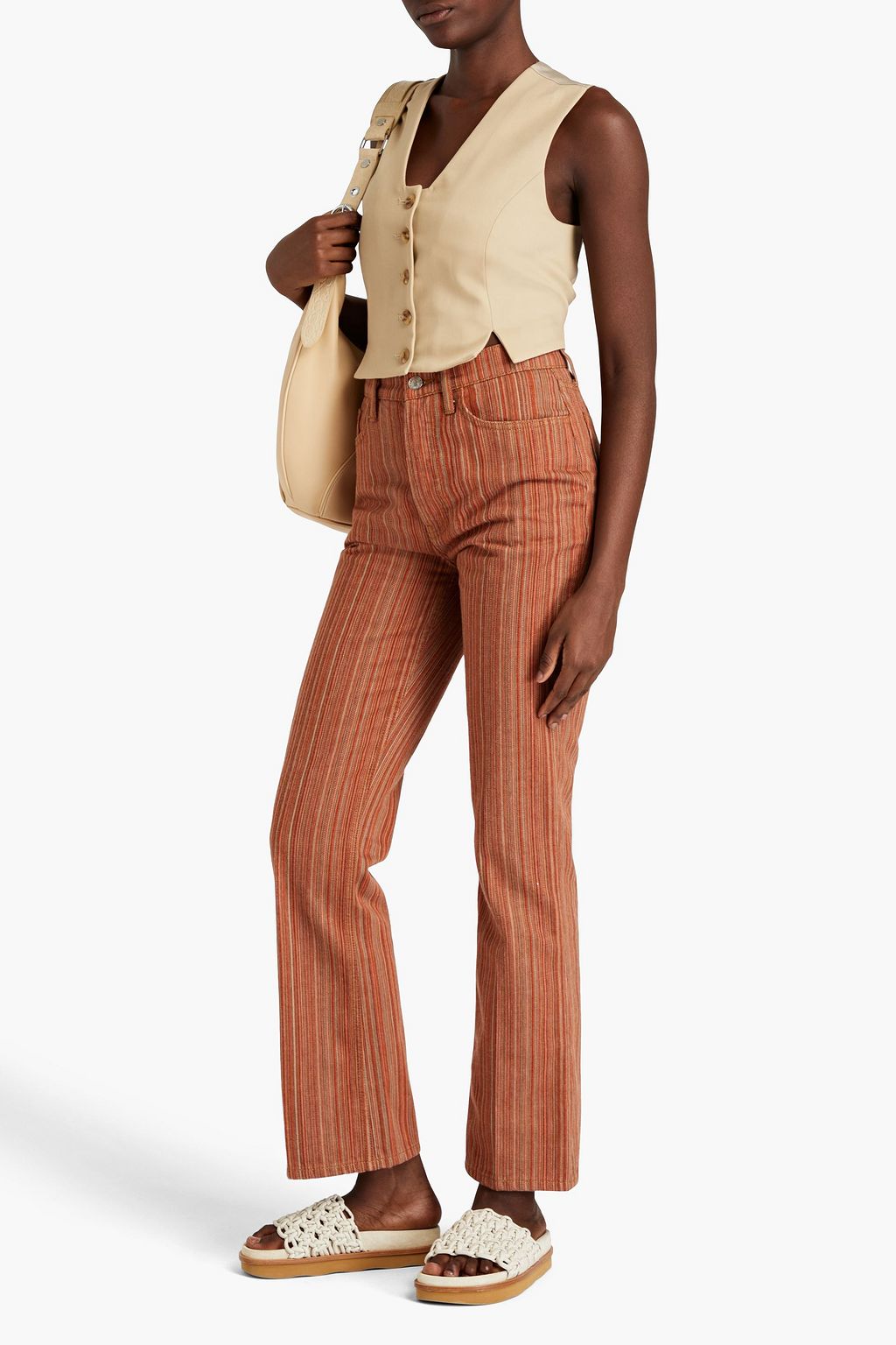 RE/DONE 70s striped high-rise bootcut jeans