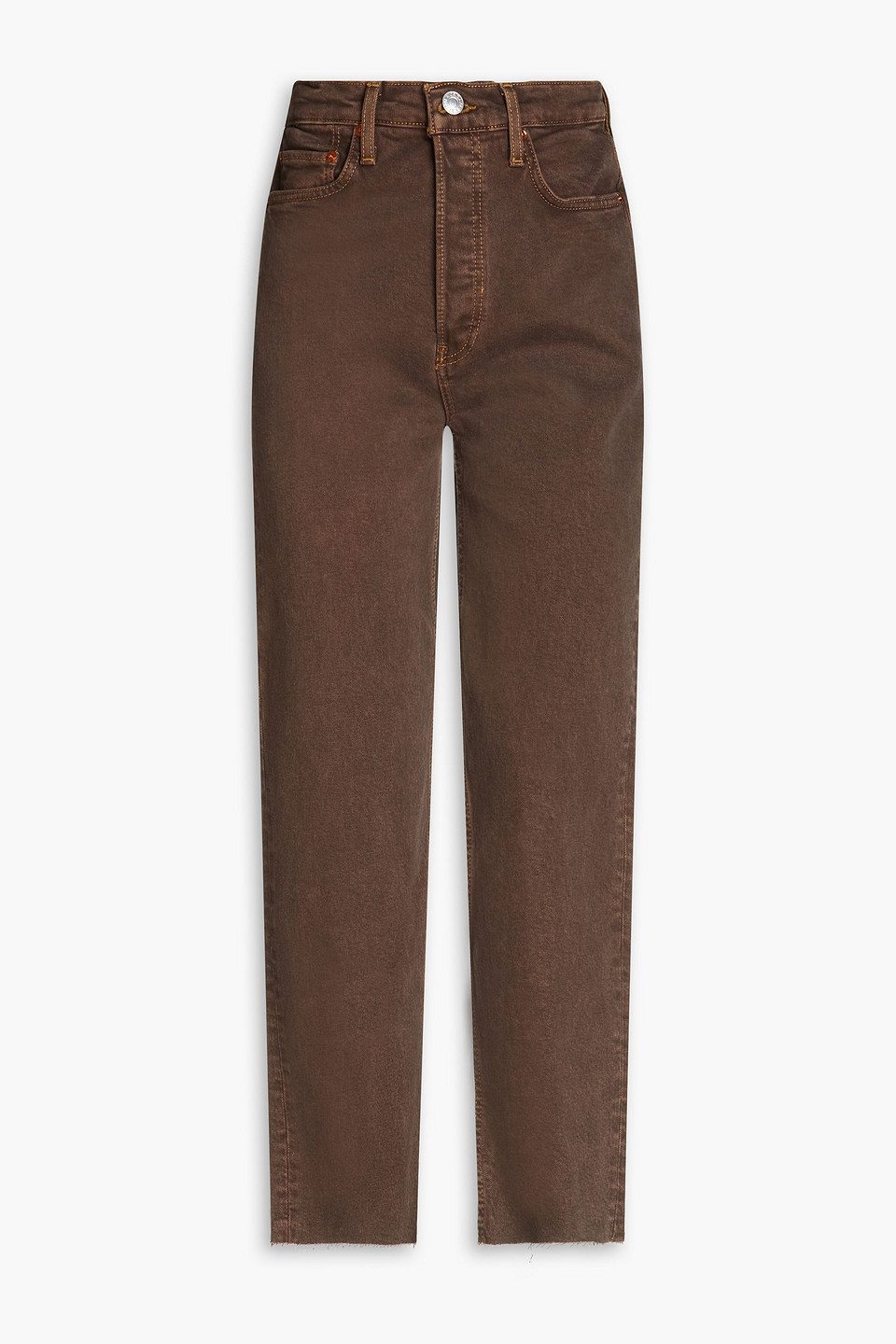 Re/done 70s Ultra Cropped High-rise Straight-leg Jeans In Chocolate