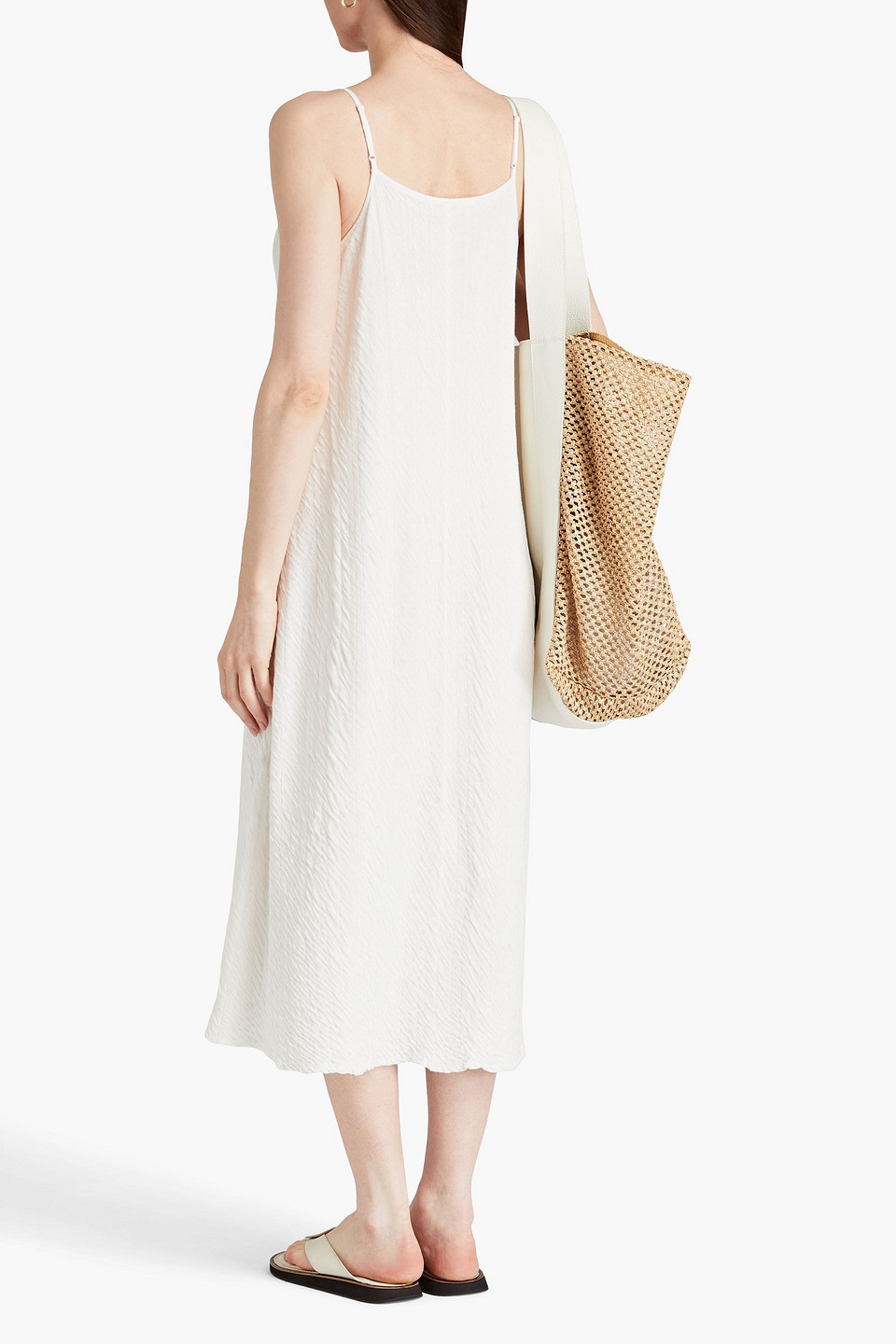 Joseph Ribbed Cotton Midi Slip Dress In Off-white