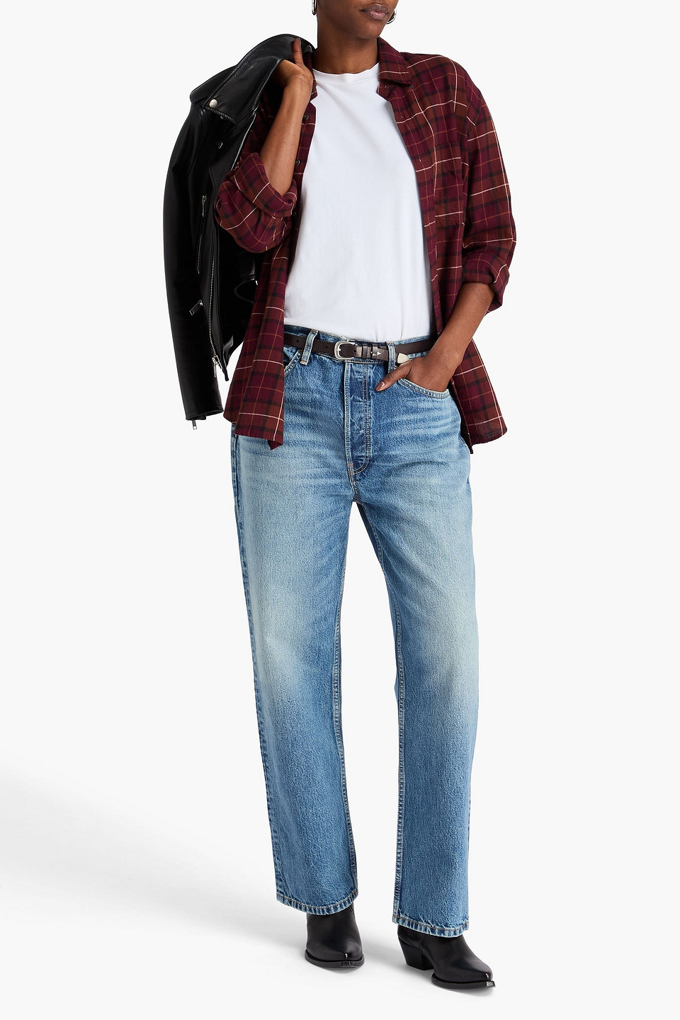 Re/done 90s Hoch Sitzende Jeans Mit Geradem Bein In Mid Denim
