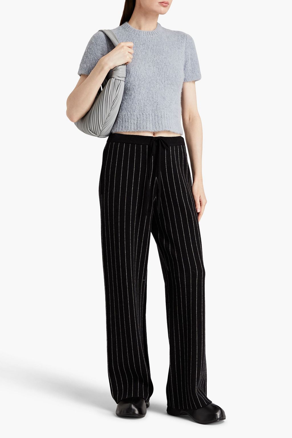 JOSEPH Pinstriped merino wool wide-leg pants