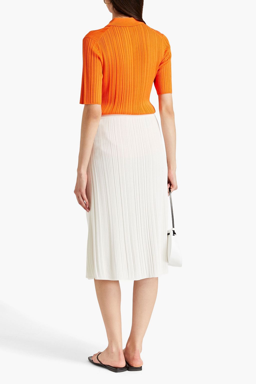 JOSEPH Satiny ribbed-knit polo sweater