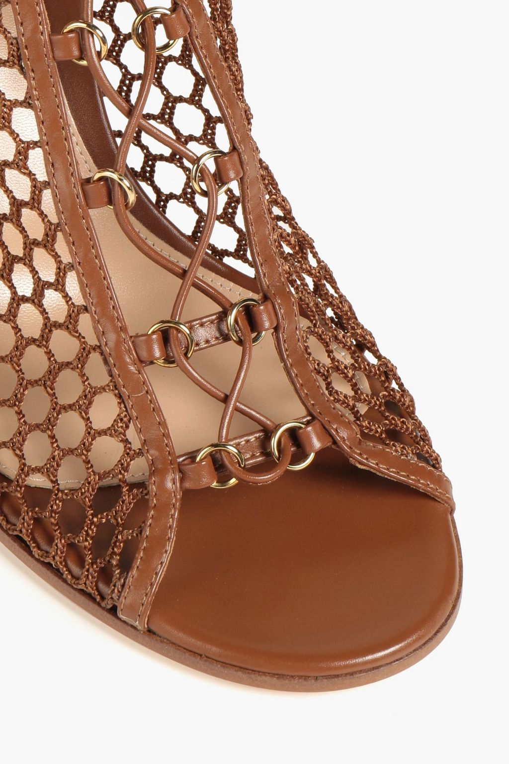 GIANVITO ROSSI Leather and fishnet ankle boots