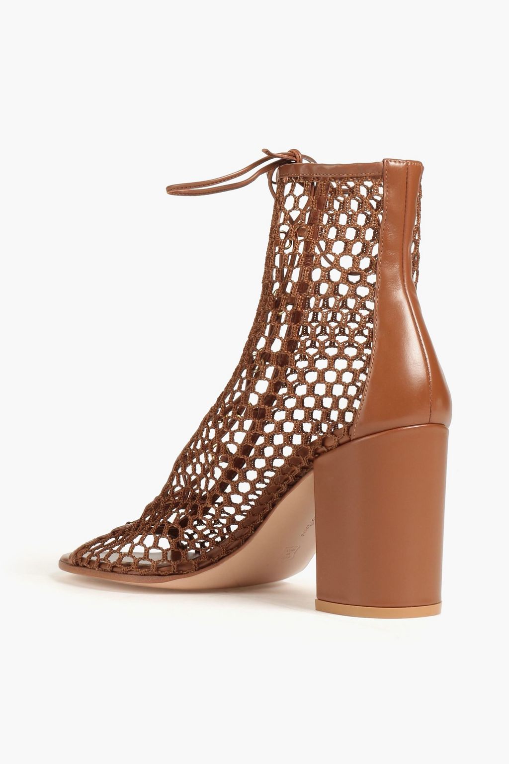 GIANVITO ROSSI Leather and fishnet ankle boots