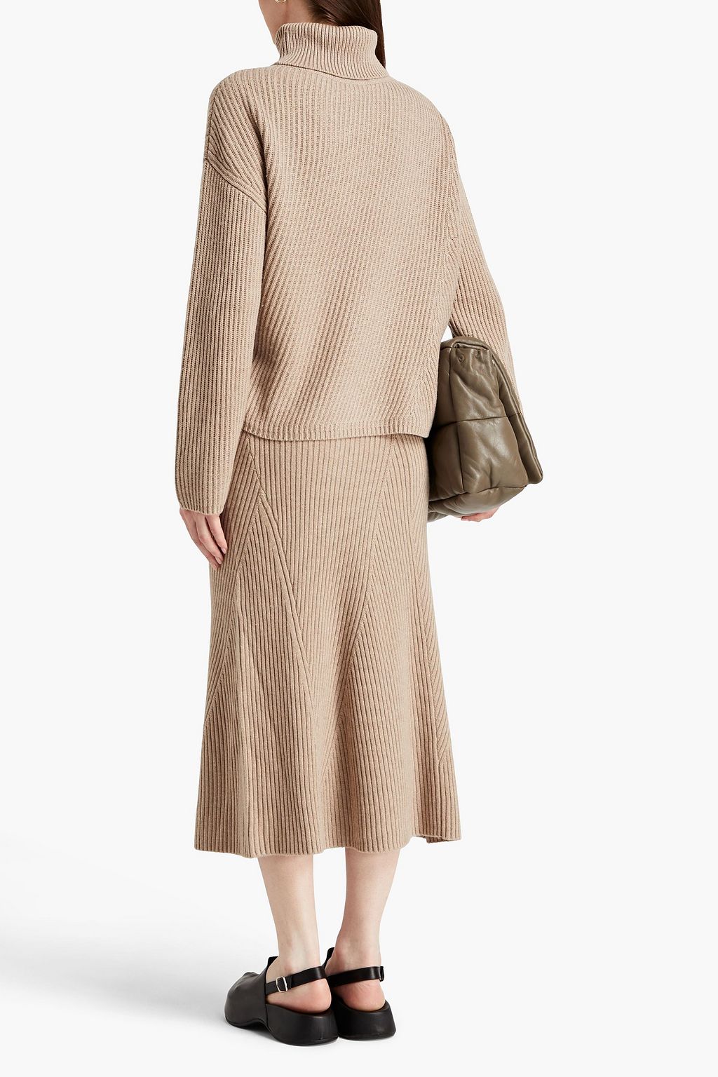 JOSEPH Ribbed cotton, wool and cashmere-blend turtleneck sweater
