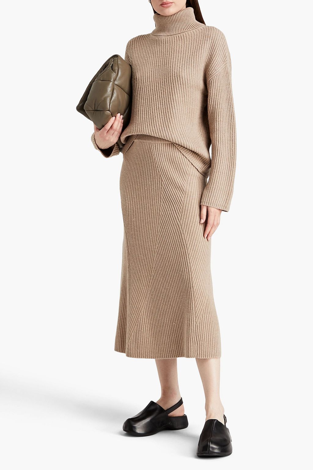 JOSEPH Ribbed cotton, wool and cashmere-blend turtleneck sweater