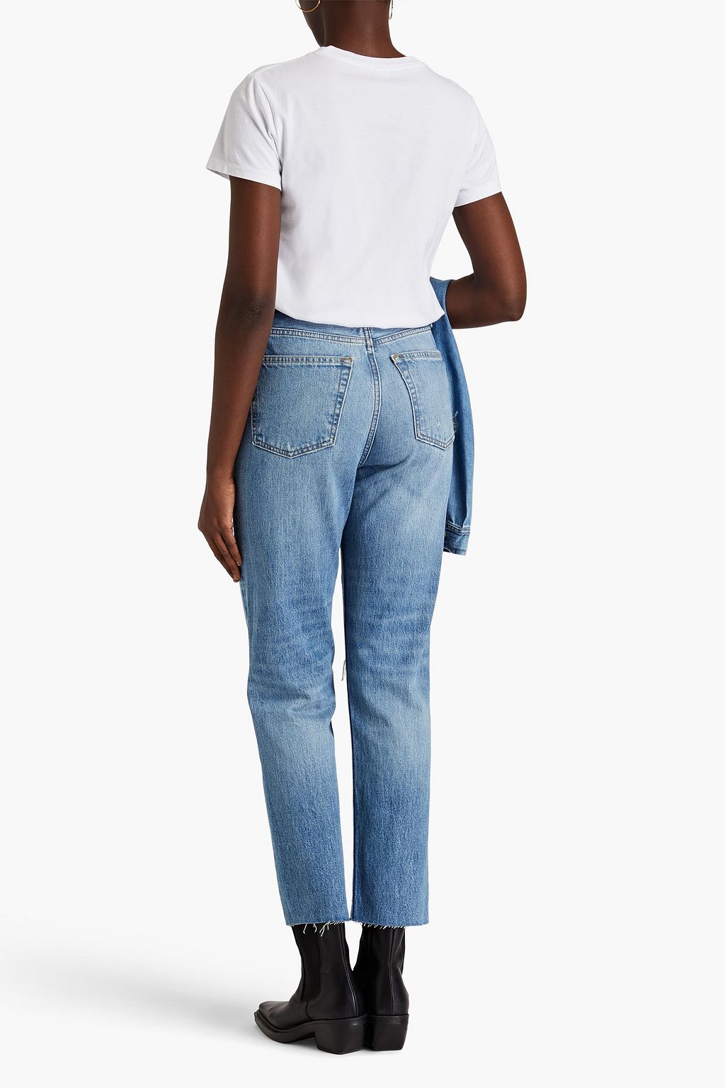 RE/DONE Distressed high-rise tapered jeans