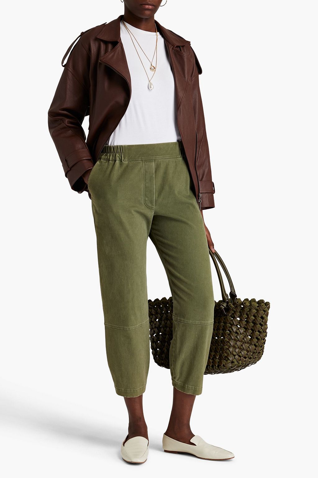 GENTRYPORTOFINO Salvia cottonblend moleskin tapered pants THE