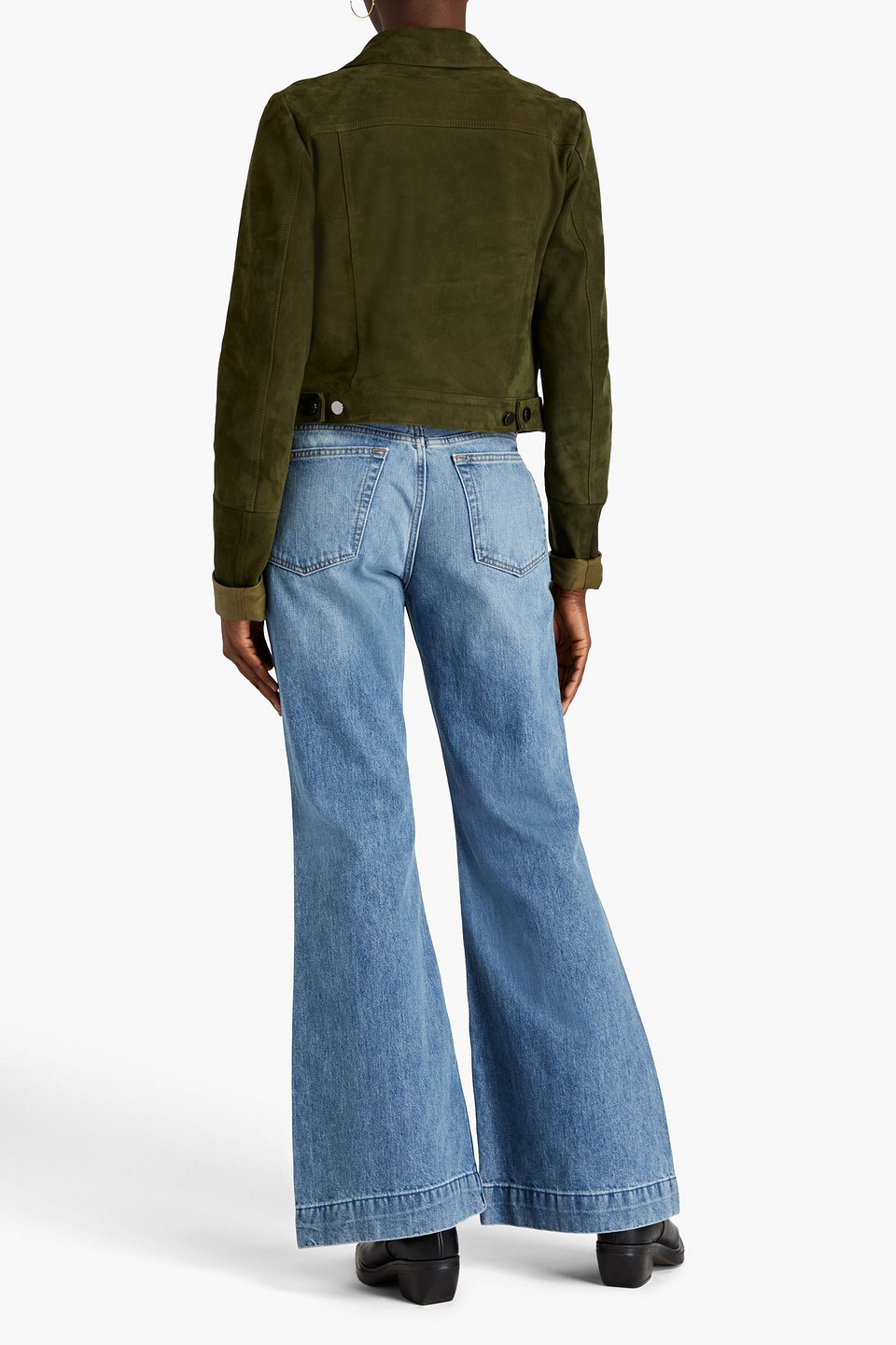 Shop Re/done 70s Low-rise Flared Jeans In Light Denim