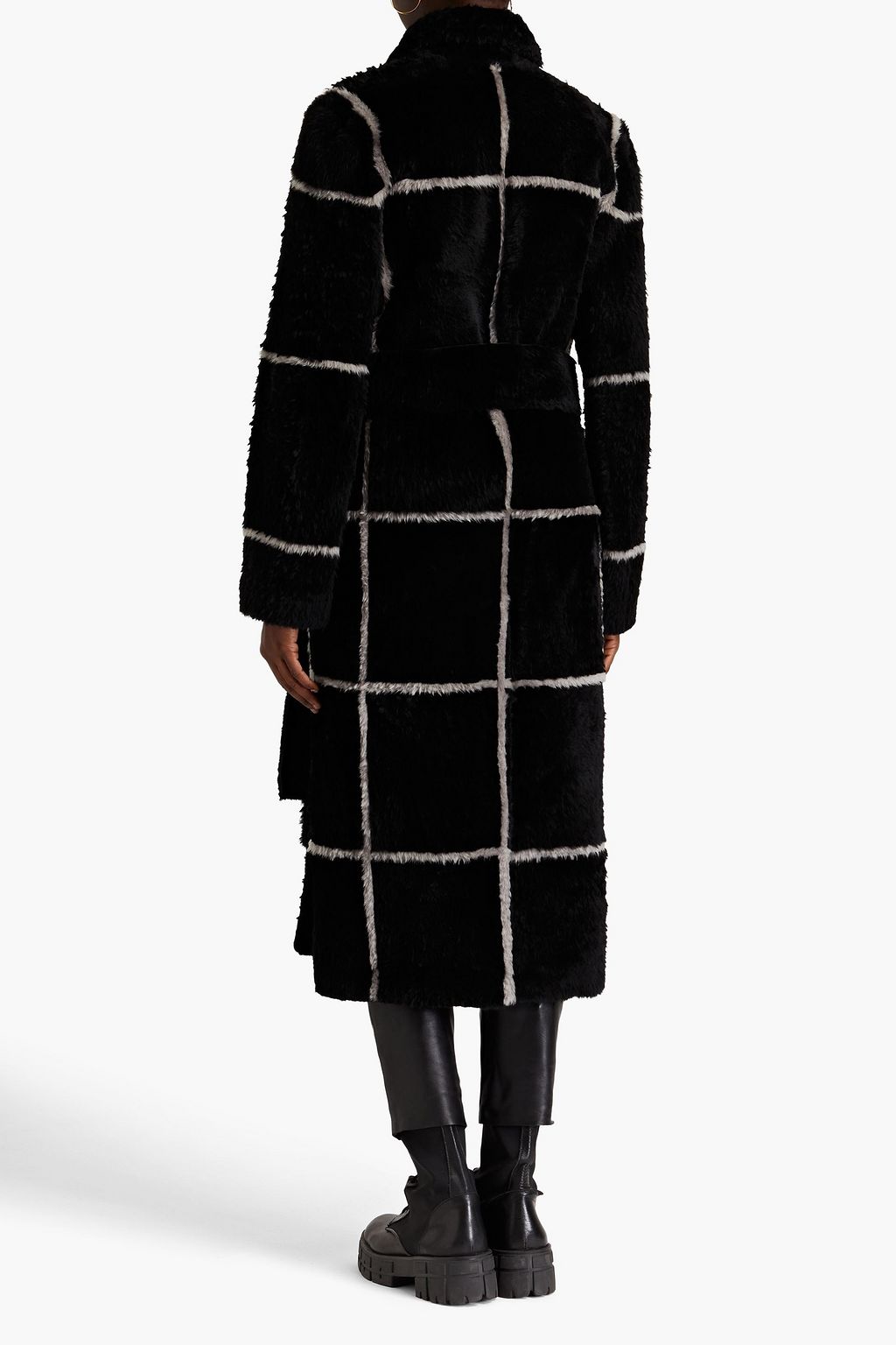 JOSEPH Bourdon checked shearling coat