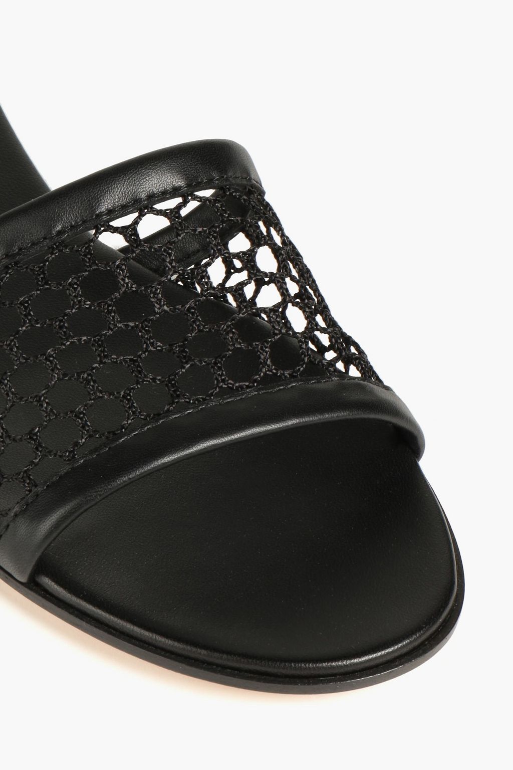 GIANVITO ROSSI Leather and fishnet slides