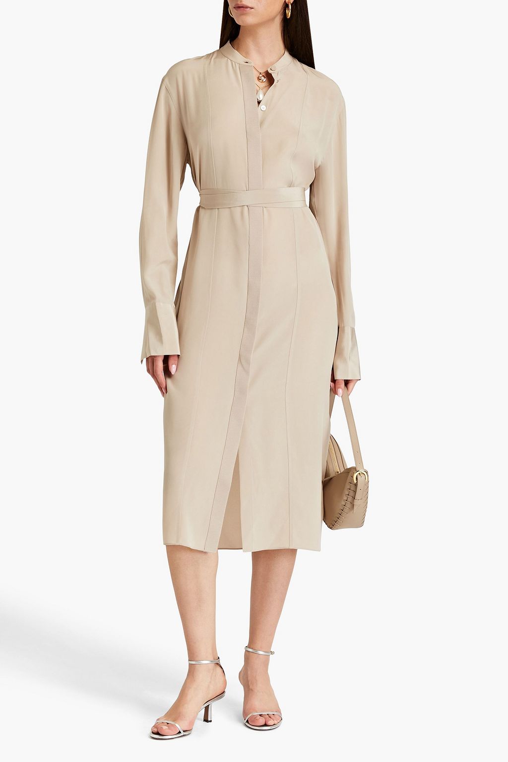 JOSEPH Arlington silk crepe de chine midi shirt dress