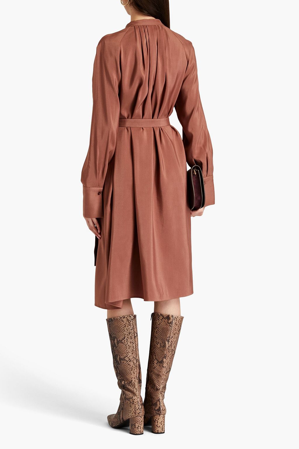 JOSEPH Penrose gathered wool and silk-blend gazar midi dress