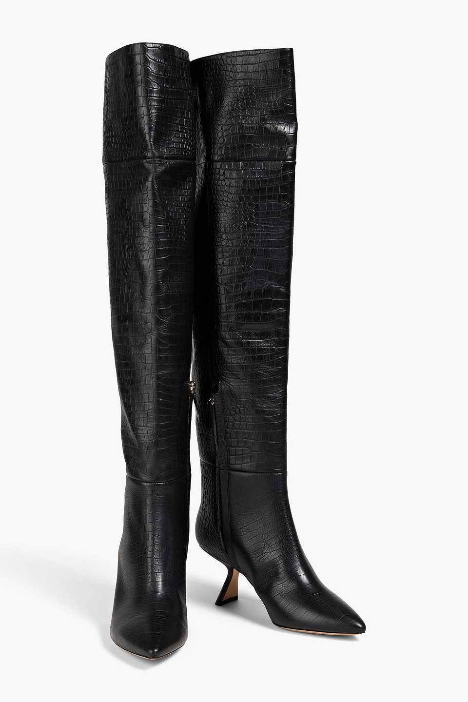 NICHOLAS KIRKWOOD LEXI 70 CROC-EFFECT LEATHER OVER-THE-KNEE BOOTS