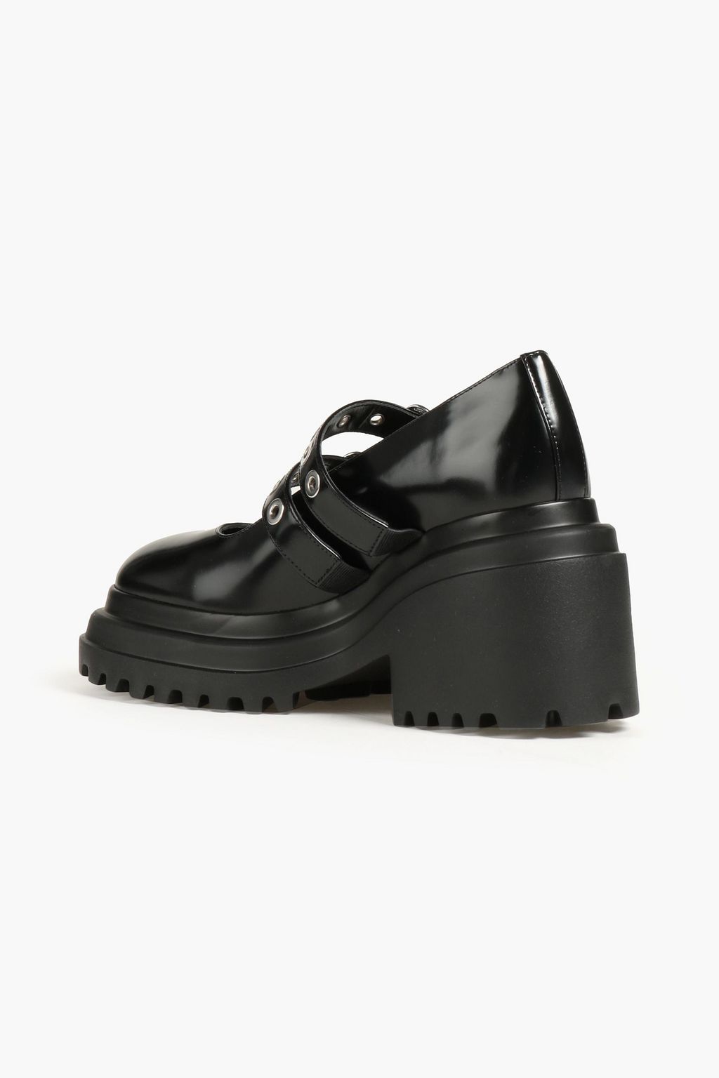 MAJE Eyelet-embellished leather Mary Jane pumps