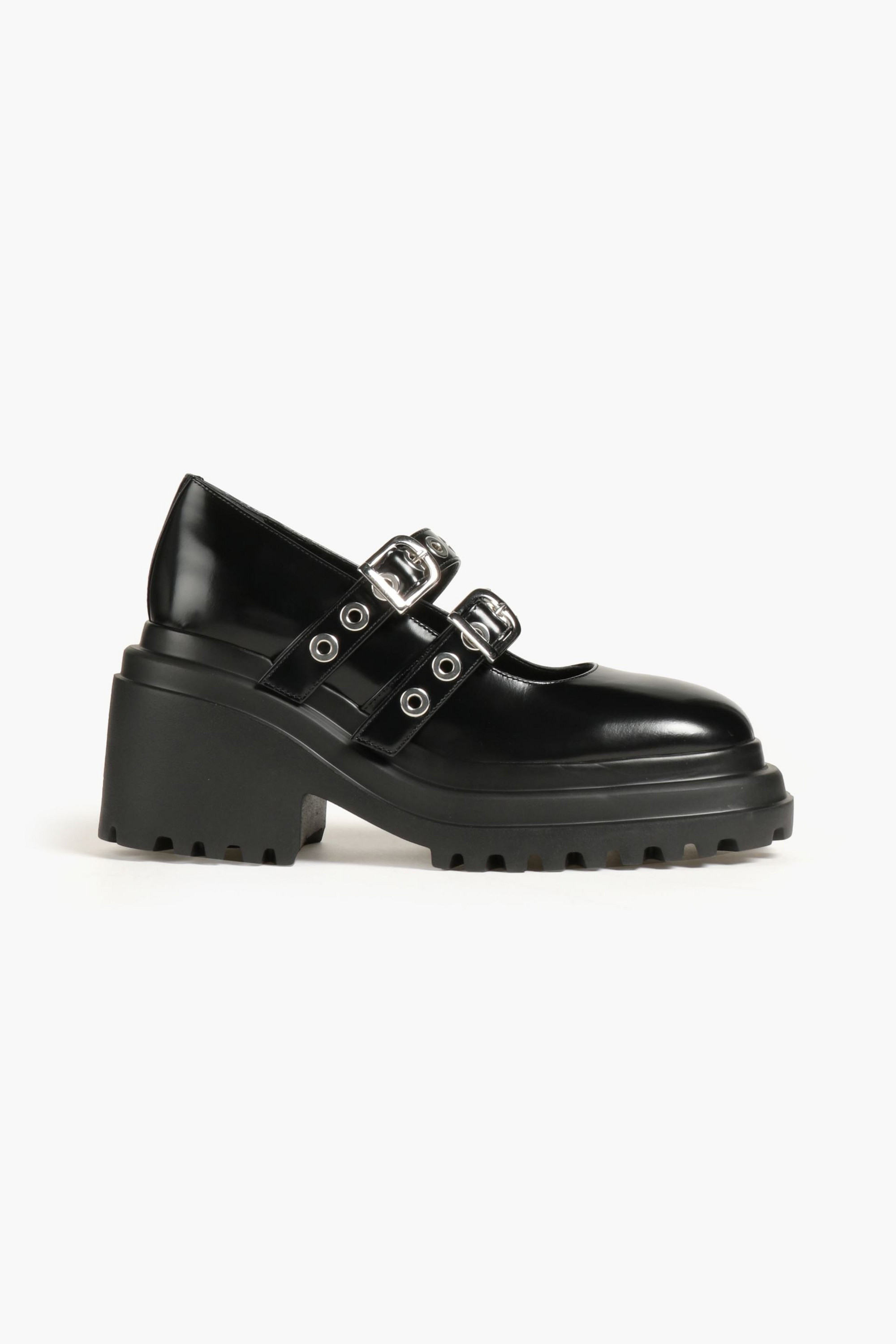MAJE Eyelet-embellished leather Mary Jane pumps
